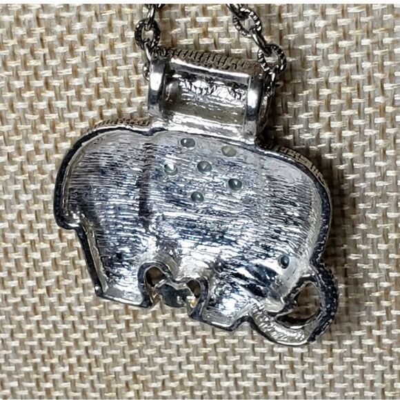 CRYSTAL EMBELLISHED ELEPHANT Pendant Necklace Aurora Borealis - Picture 6 of 8